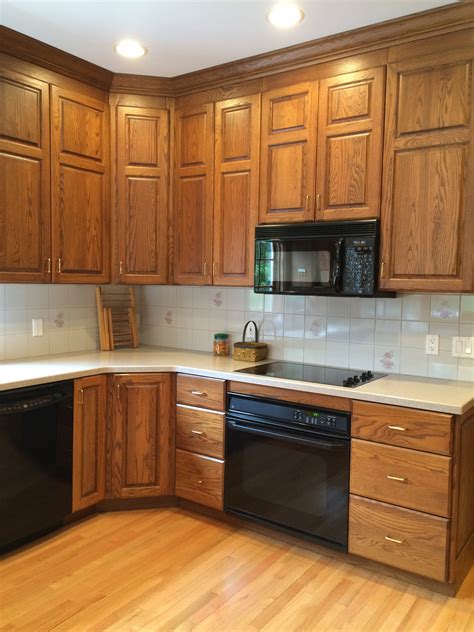 oak countertops with white cabinets